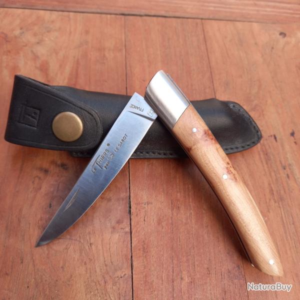 Joli Couteau LE THIERS par LE SABOT Manche en Bois de Gen�vrier avec �tui en Cuir