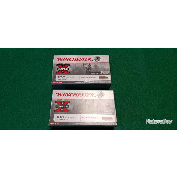 2 boites de 20 cartouches Winchester calibre 300 WIN MAG