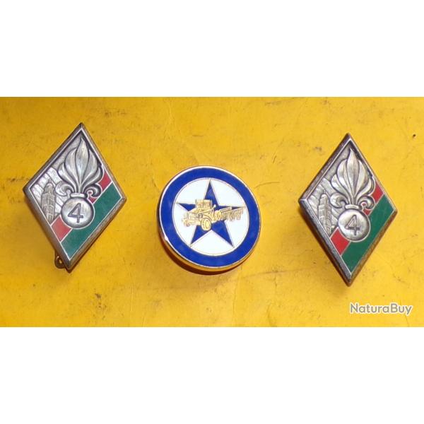 LEGION : LOT INSIGNES DU 4� R.E.I  DE LA LEGION ETRANGERE  ,BON ETAT VOIR PHOTOS . POUR TOUT RENSEI