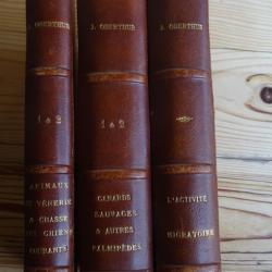 Trois livres reli&eacute;s de Joseph Oberthur , L'activit&eacute; migratoire, Canards1&2, V&egrave;nerie 1&2