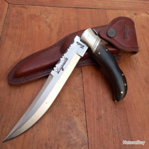 Couteau de Chasse DAGUE LAGUIOLE � la d estaing Manche en Corne avec �tui en cuir
