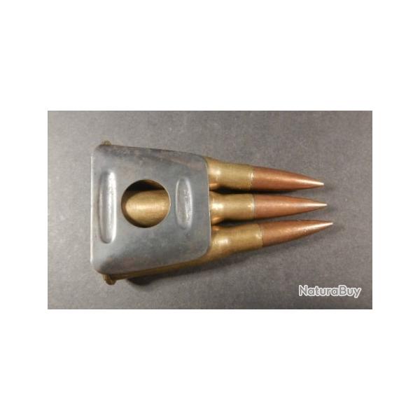 727 - Clips 3 coups avec 3 cartouches 8mm Lebel Berthier