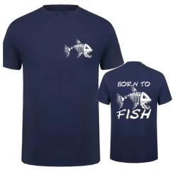T-Shirt Born To Fish Streetwear Bleu