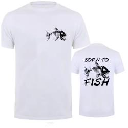 T-Shirt Born To Fish Streetwear Blanc