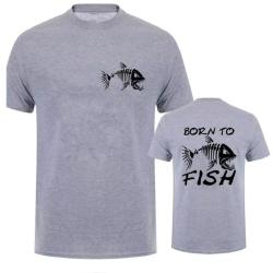 T-Shirt Born To Fish Streetwear GRIS