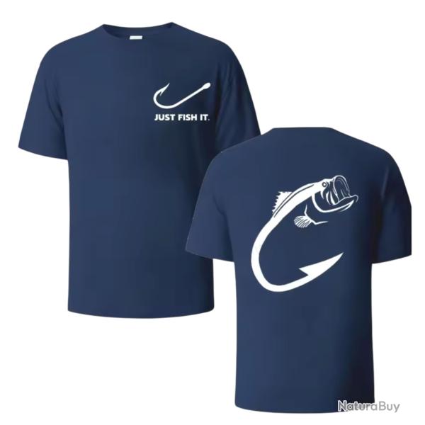 T-Shirt JUST FISH IT  Streetwear Bleu