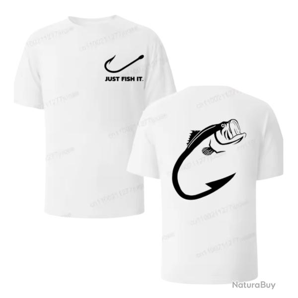 T-Shirt JUST FISH IT  Streetwear Blanc