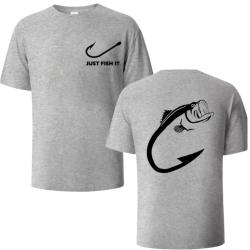 T-Shirt JUST FISH IT  Streetwear Gris