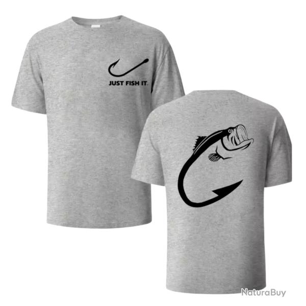 T-Shirt JUST FISH IT  Streetwear Gris