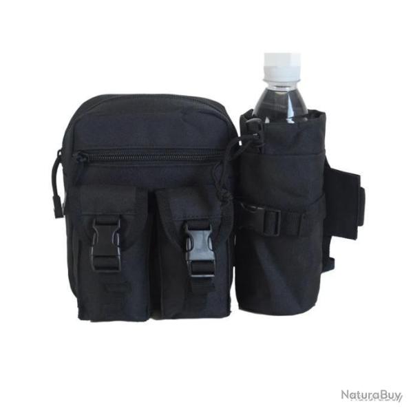 SAC BANANE MULTIPOCHES CAMOUFLAGE + PORTE BOUTEILLE - NOIR - LIVRAISON GRATUITE
