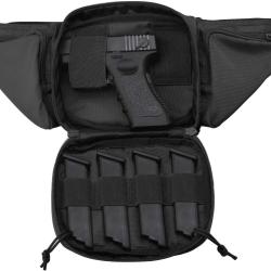 SAC TACTIQUE MULTIPOCHES POUR ARME DE POING + CHARGEURS OU ACCESSOIRES - NOIR