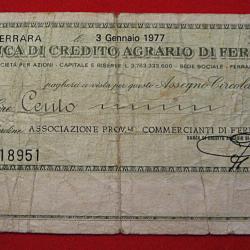 Italie, billet de 100 lires (credito agrario di ferrara) de 1977 tb+
