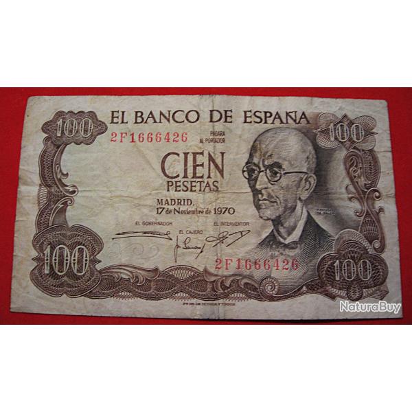 Espagne, billet de 100 pesetas du 17-11-1970 tb+