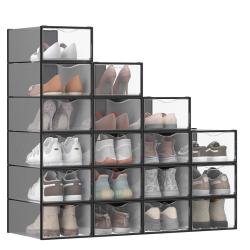 Bo&icirc;tes &agrave; chaussures organisateurs en plastique avec porte lot de 12 empilables montage facile 332 x