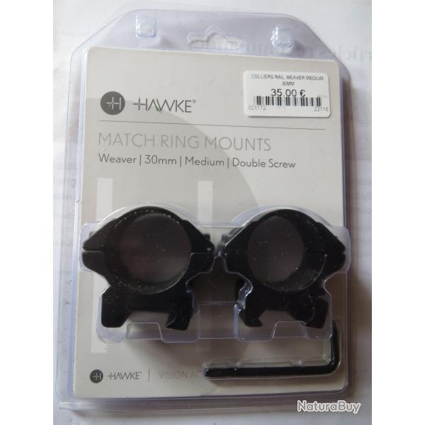 colliers bas HAWKE 30mm pour embases Weaver