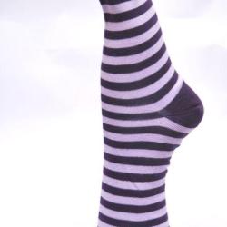 Offre d&egrave;s 2 paires de chaussettes ray&eacute;es coton d'Egypte Femme 37/39 ray&eacute; violet / lilas