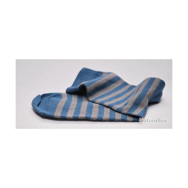 Offre d�s 2 paires de chaussettes ray�es coton d'Egypte Femme 34/36 ray� gris f bleu