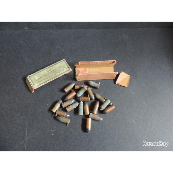 20 Cartouches 7 mm broche Lefaucheux + boite d'�poque