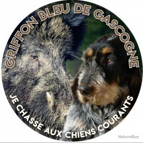 Autocollant pour v�hicule - Griffon bleu et sanglier2