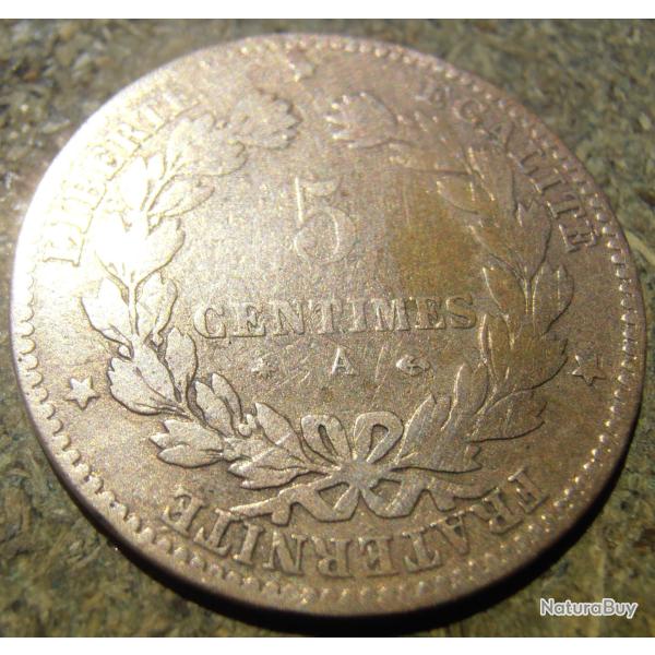 Une pi�ce Fran�aise de 5 Centimes A C�r�s, 1879, Andr� Oudin�, (6).