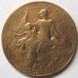 Pi&egrave;ce de monnaie Fran&ccedil;aise de 5 centimes Dupuis, 1905, Daniel Dupuis, (85).