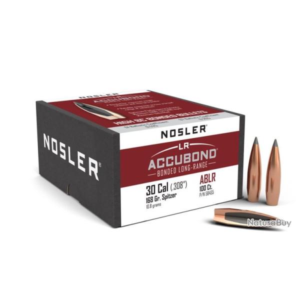 Ogives NOSLER cal.30 accubond longrange 168gr 10.9 par 100