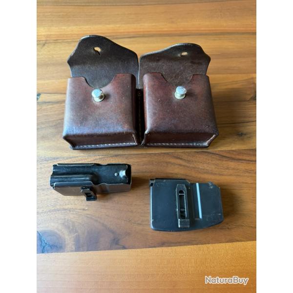 2 chargeurs + double pochette cuir Ensemble suisse original K31 / Schmidt Rubin