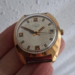 POLJOT MONTRE M&Eacute;CANIQUE 17 RUBIS DATEUR PLAQU&Eacute;E OR URSS CCCP 1970s