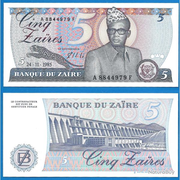 Zaire 5 Zaires 1985 Billet Neuf