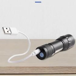 Mini lampe de poche aste USB, COB + XPE, portable, batterie int&eacute;gr&eacute;e, petite torche zoomable, 3 mode