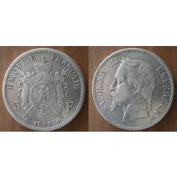 France 5 Francs 1868 BB Atelier Strasbourg Piece Argent Ecu Piece Frcs Frs Frc