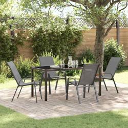 Ensemble de salle &agrave; manger pour jardin 5 pcs Gris et Noir