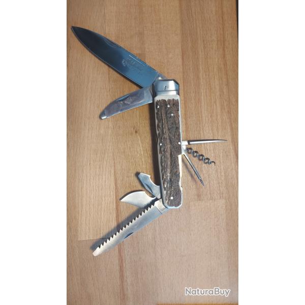 Couteau Douris Chastel Thiers model chasse Hallali 8 pieces bois de cerf