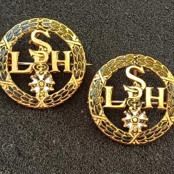 Joli lot de 2 insignes "Soci&eacute;t&eacute; de la L&eacute;gion d'Honneur" - DRAGO PARIS - 23,5 mm