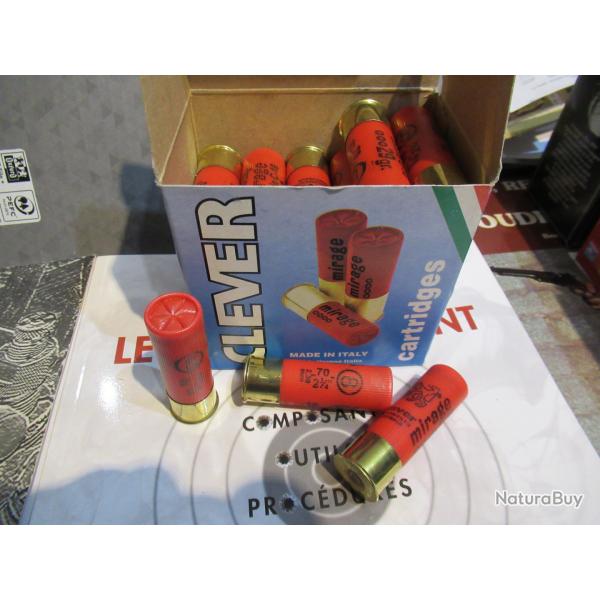 LIVRAISON OFFERTE 25 CARTOUCHES CAL 16/70 MIRAGE CLEVER N�8