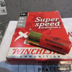 1 BOITE DE 10 CARTOUCHES WINCHESTER SUPER SPEED CAL 12/76 en 50G N&deg;6