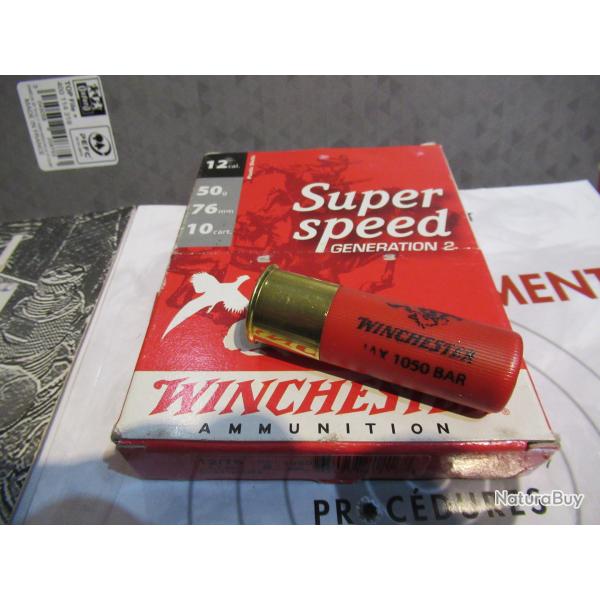 1 BOITE DE 10 CARTOUCHES WINCHESTER SUPER SPEED CAL 12/76 en 50G N�6