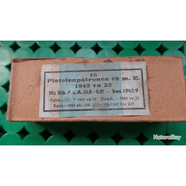 BOITE VIDE DE COLLECTION POUR MUNITIONS ALLEMANDES DE 9MM SECONDE GM.