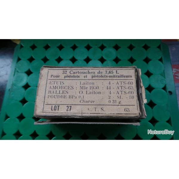 BOITE VIDE DE MUNITIONS CAL. 7.65 L  ARMEE FRANCAISE - POUR COLLECTION.