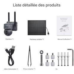 Cam&eacute;ra 4G Mobile 4MP SIM *Ench&egrave;re* Solaire Rotation Audio Bidirectionnei Vision Nocturne D&eacute;tection
