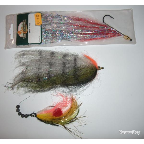 Lot de 3 streamers grand mod�le pour la p�che de carnassiers ( brochet, sandre ...)