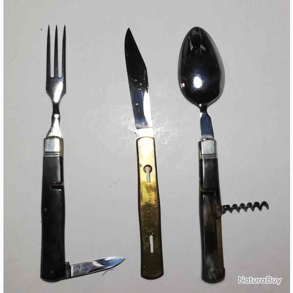 Couteau,Fourchette, Cuill�re- Set pour le Camping, la Randonn�e et les Loisirs.Edition Vintage