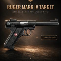 Ruger Mark IV Target .22 LR 5,5" bronz&eacute; - 10 coups