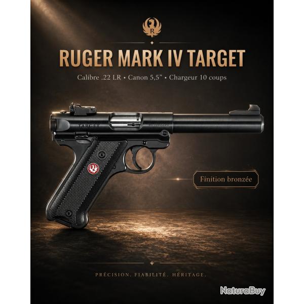 Ruger Mark IV Target .22 LR 5,5" bronz� - 10 coups