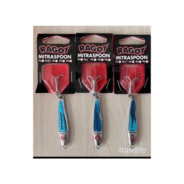 Cuiller Jig Mer Ragot Mitraspoon 18g Bleu SBT (lot de 3 Cuiller de 18g)