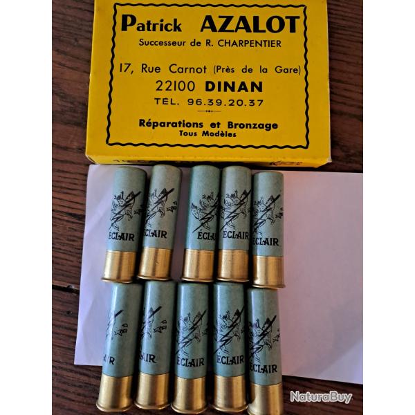 Bo�te de 10 cartouches anciennes cal 16 �clairage douilles cartons  vertes