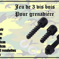 Jeu de 3 vis &agrave; bois avec joints pour grenadi&egrave;re