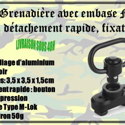 Grenadi&egrave;re avec embase M-Lock &agrave; d&eacute;tachement rapide, fixation QD