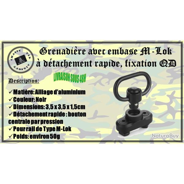 Grenadi�re avec embase M-Lock � d�tachement rapide, fixation QD