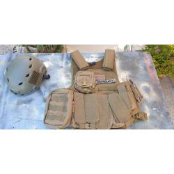 Lot Gilet tactique complet Miltec couleur sable + bcp accessoires